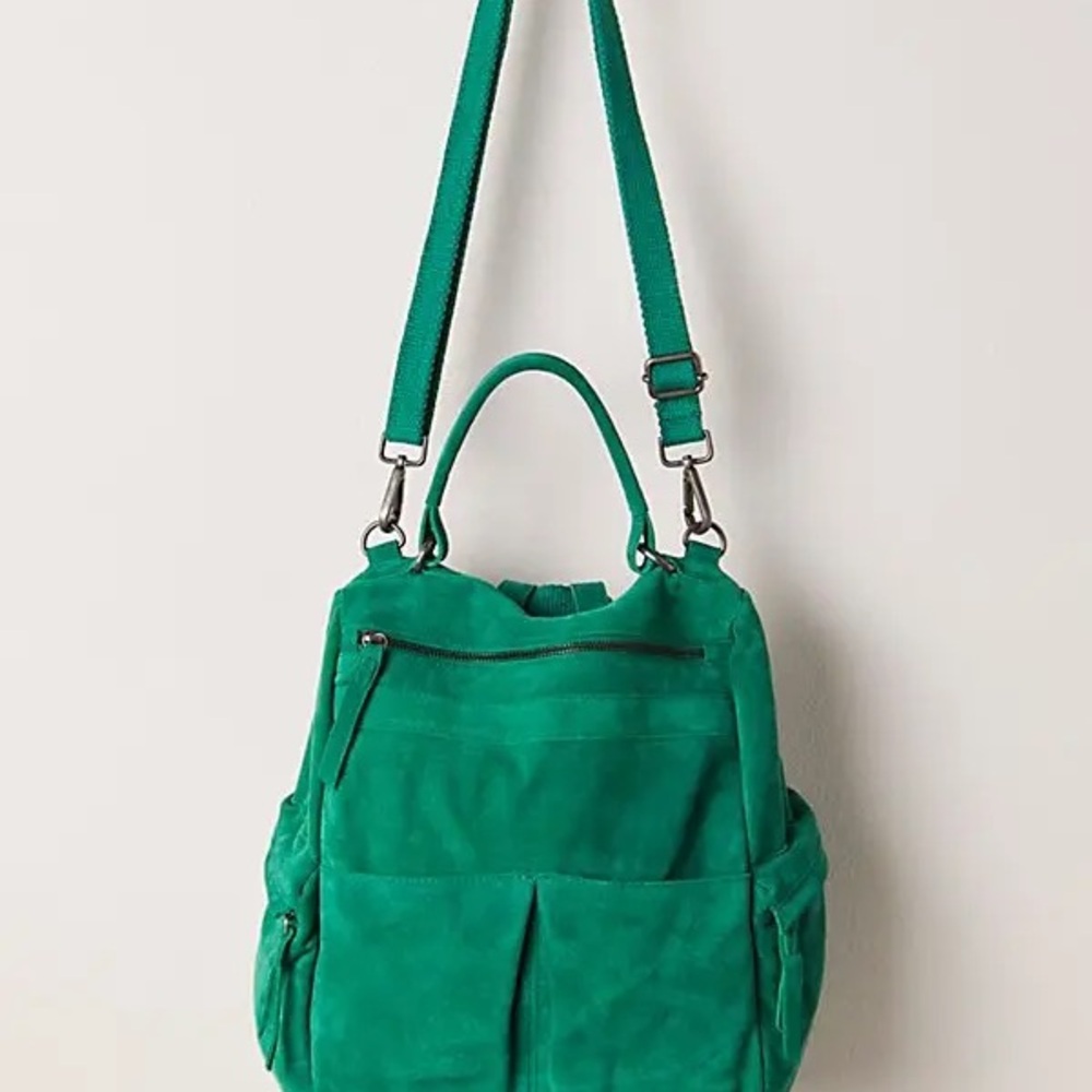 Gorgeous, Free People Suede Backpack in Emerald Lake❤️ NWOT - Picture 2 of 6
